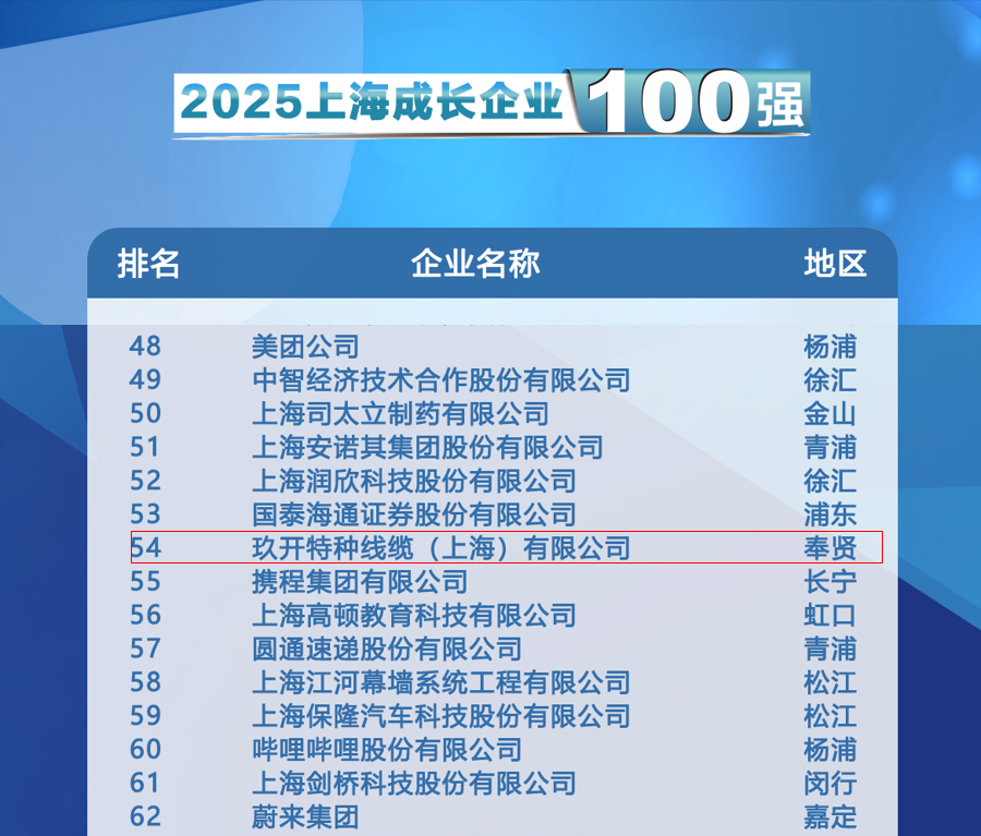 聚焦2025上海百强颁布会：Z6尊龙凯时特种线缆登榜成长企业100强