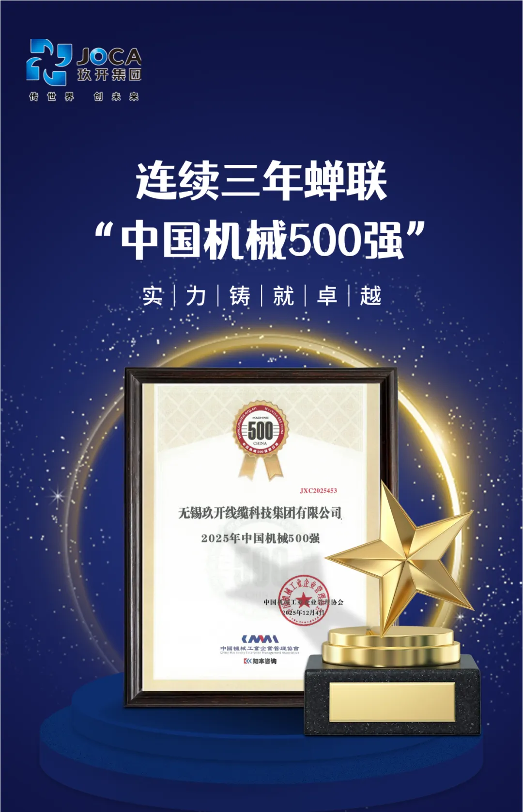 Z6尊龙凯时集团陆续三年荣登“中国机械500强” 综合实力再获权威认可